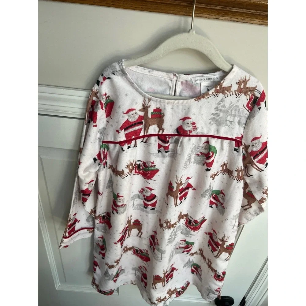Pottery Barn Kids Heritage‎ Santa Flannel Nightgown size 6